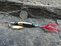 James Henry 9mm bullet fishing lure blue tigers eye bead 14k filled bead .925 filled bead (etsy image id: 7067125653)