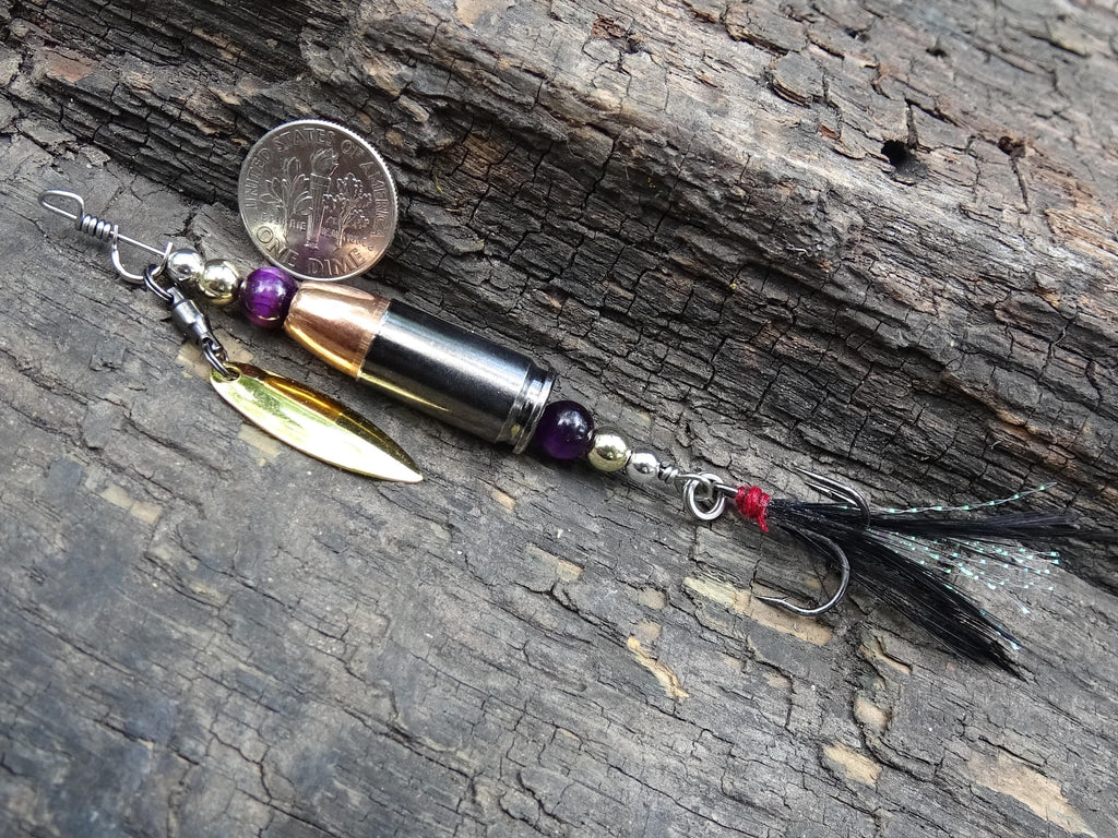 James Henry 9mm bullet fishing lure purple tigers eye bead 14k filled bead .925 filled bead (etsy image id: 7067229831)