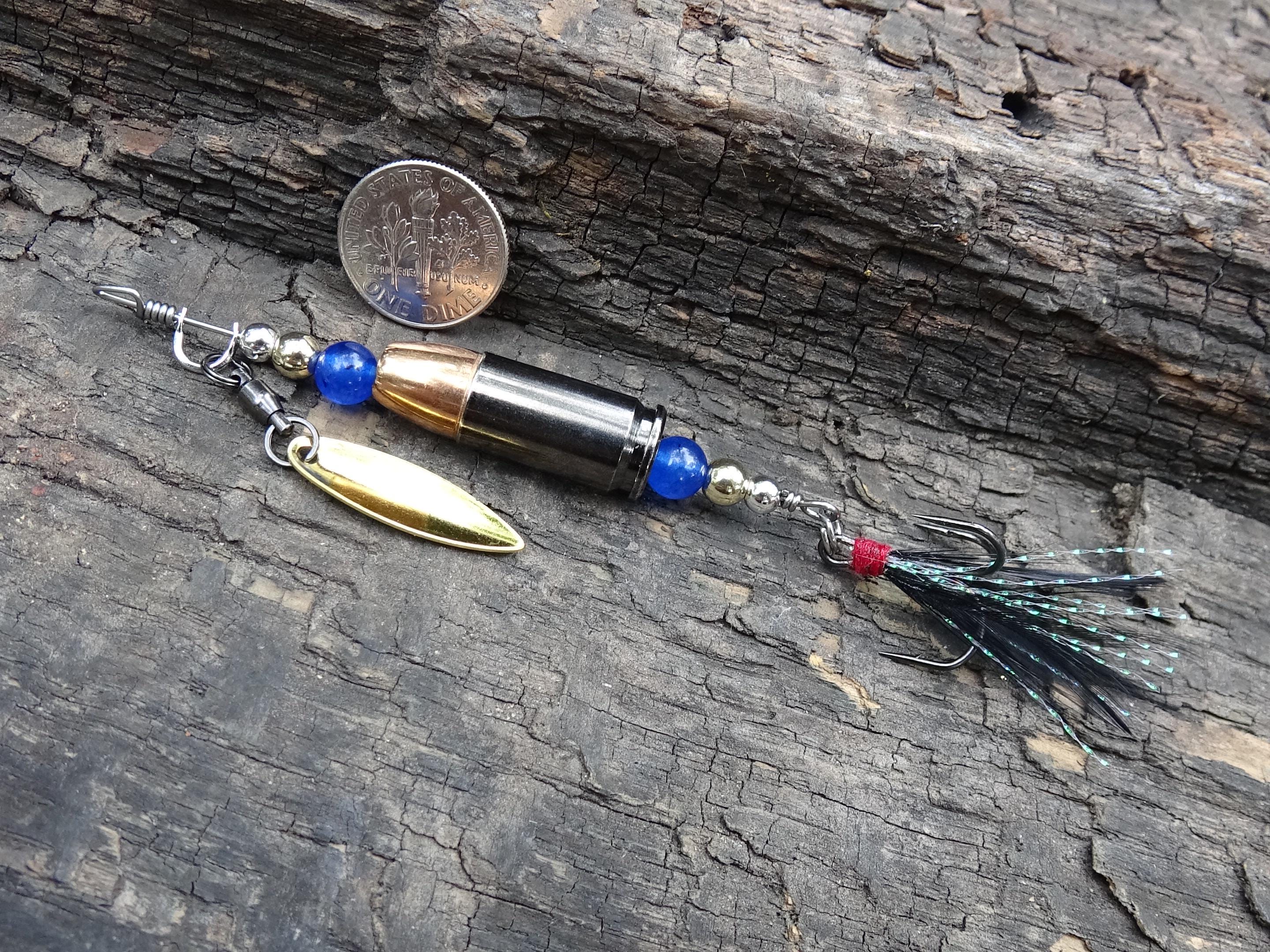 James Henry 9mm bullet fishing lure blue glass bead 14k filled bead .925 filled bead (etsy image id: 7067254159)