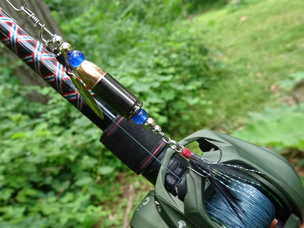 James Henry 9mm bullet fishing lure blue glass bead 14k filled bead .925 filled bead (etsy image id: 7067255073)
