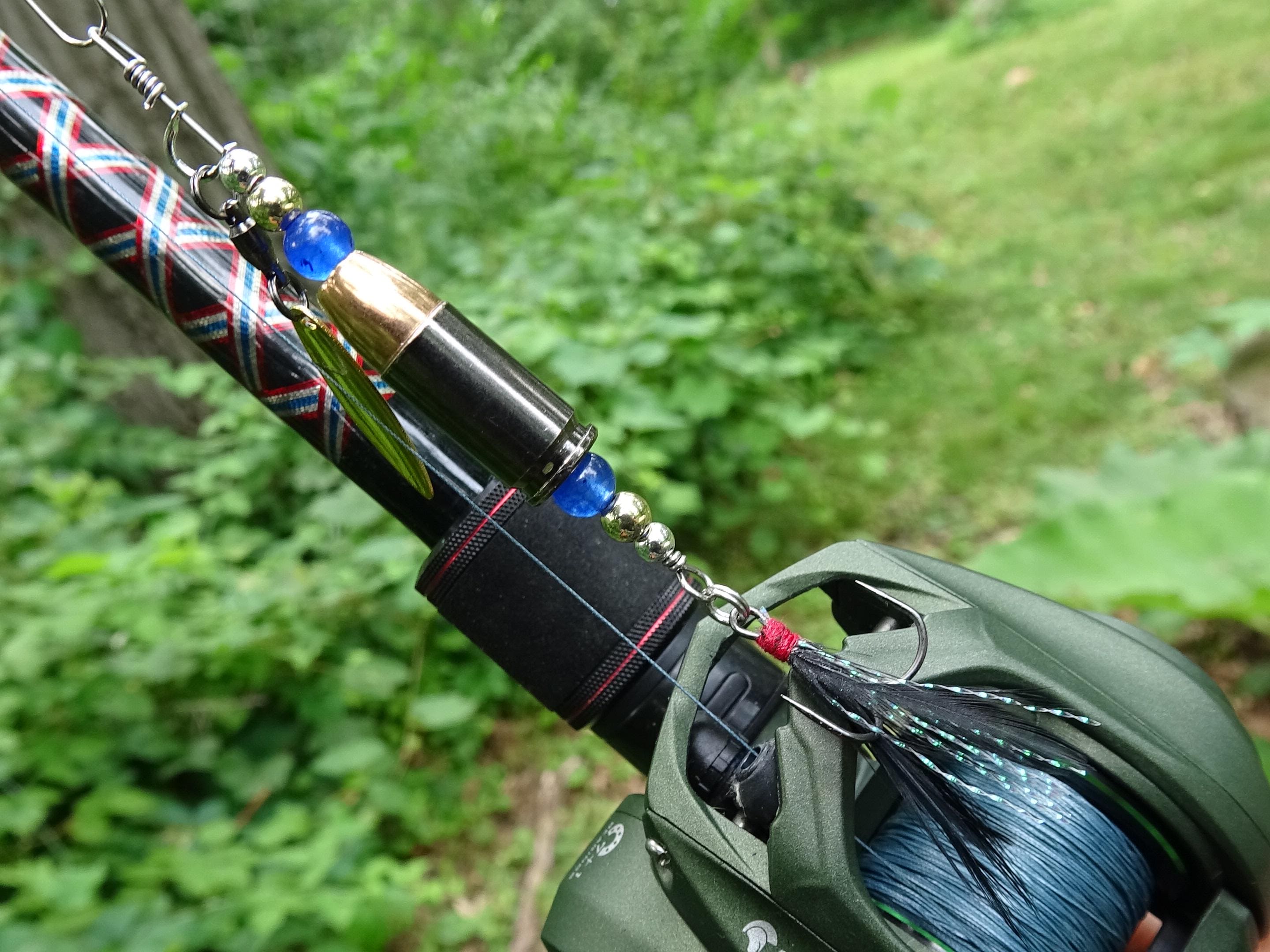 James Henry 9mm bullet fishing lure blue glass bead 14k filled bead .925 filled bead (etsy image id: 7067255073)