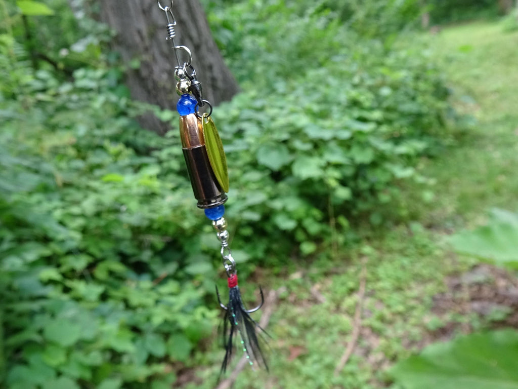 James Henry 9mm bullet fishing lure blue glass bead 14k filled bead .925 filled bead (etsy image id: 7067255685)