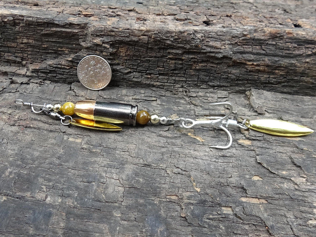 James Henry 9mm bullet fishing lure yellow tigers eye bead 14k filled bead .925 filled bead (etsy image id: 7067298041)