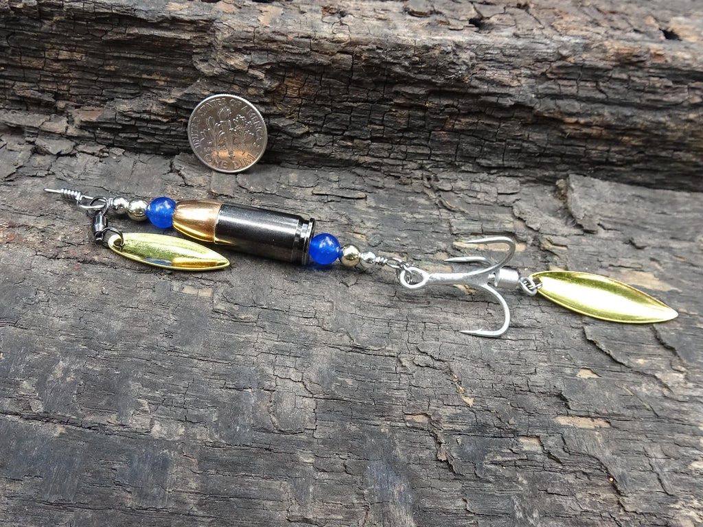 James Henry 9mm bullet fishing lure blue glass bead 14k filled bead .925 filled bead (etsy image id: 7067311477)