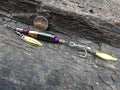 James Henry 9mm bullet fishing lure purple tigers eye bead 14k filled bead .925 filled bead (etsy image id: 7067711685)