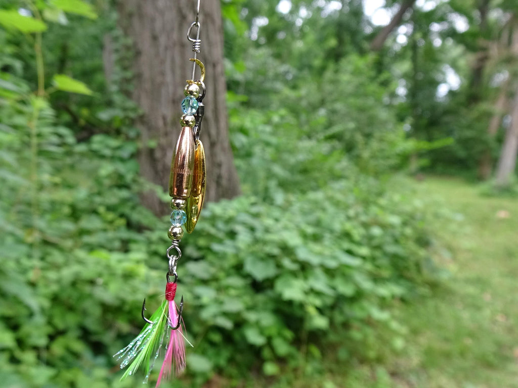 James Henry Bullet Fishing Aquamarine crystal Lure .223 bullet 14k gold filled bead (etsy image id: 7067837243)