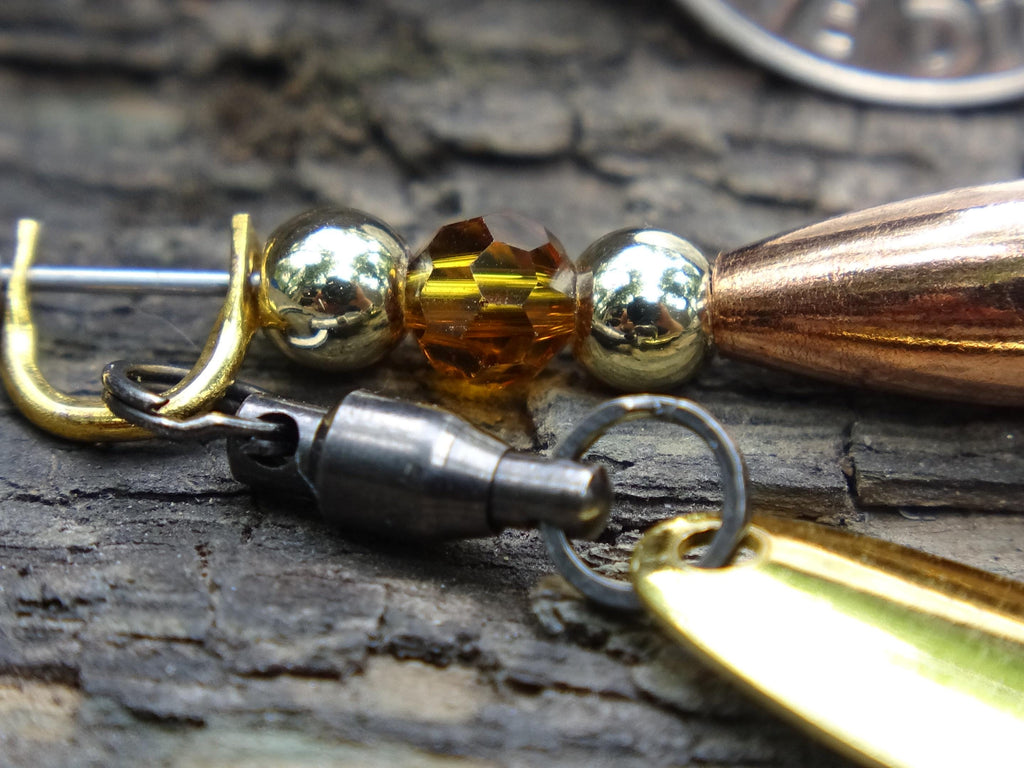 James Henry Bullet Fishing orange topaz crystal Lure .223 bullet 14k gold filled bead (etsy image id: 7067872211)