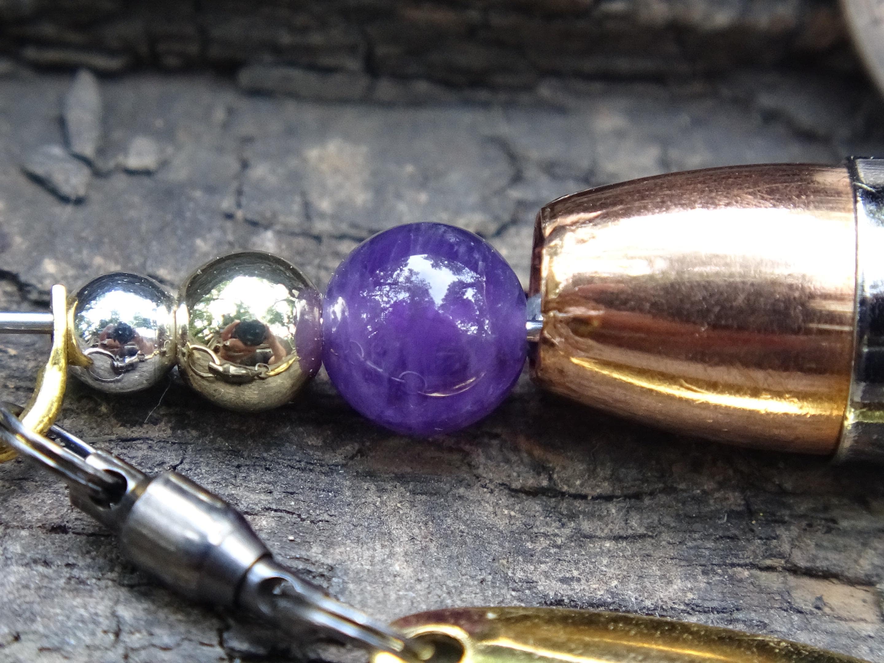 James Henry 9mm bullet fishing lure amethyst bead 14k filled bead .925 filled bead (etsy image id: 7067968203)