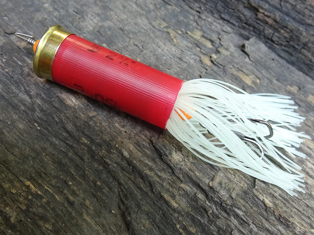 12 gauge top water popper fishing lure floating glow in the dark white __etsy:8072503112