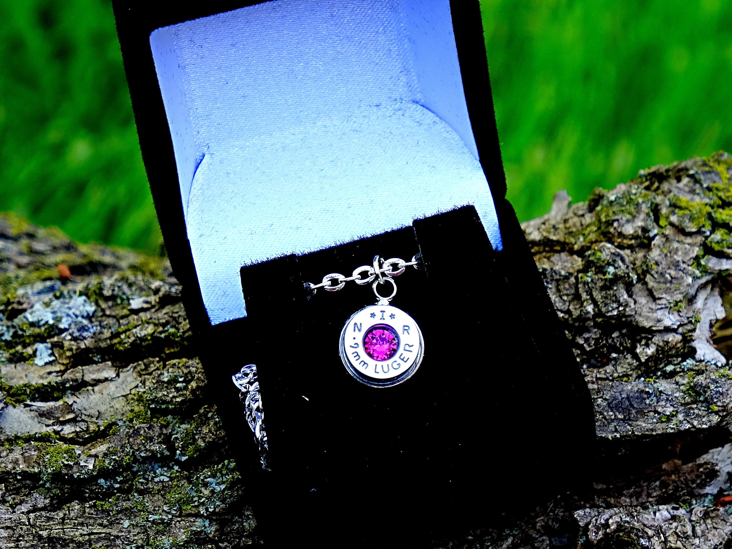 9mm bullet jewelry necklace pendant swarovski stone __etsy:1892886752
