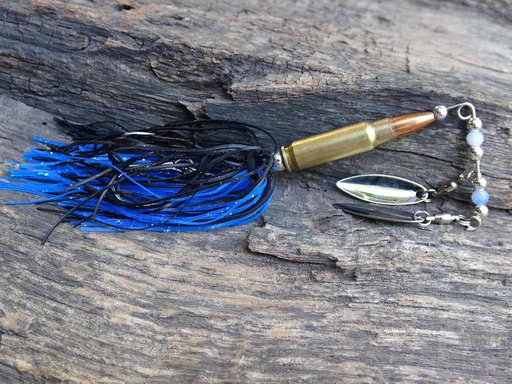 5.7 x 28 bullet bass fishing lure black blue __etsy:8073288642