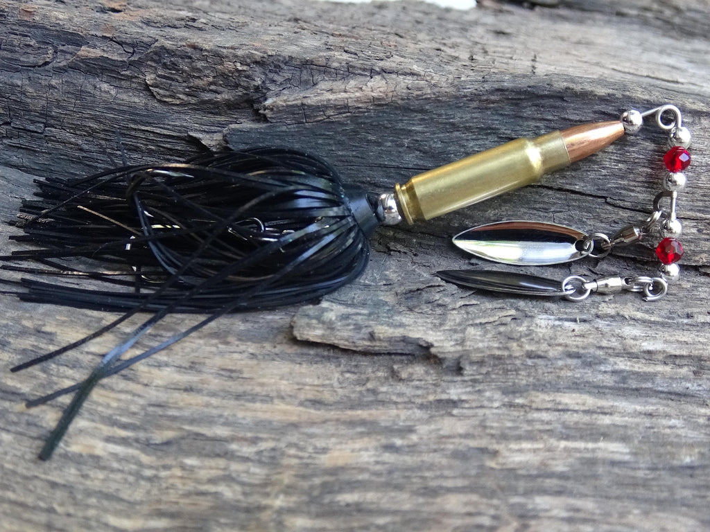 5.7 x 28 bullet bass fishing lure black red __etsy:8073284108