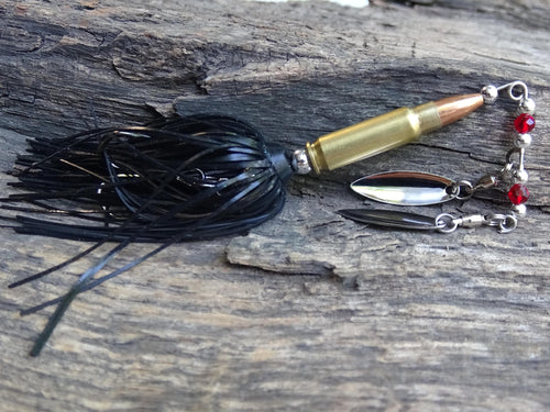 5.7 x 28 bullet bass fishing lure black red __etsy:8073284108
