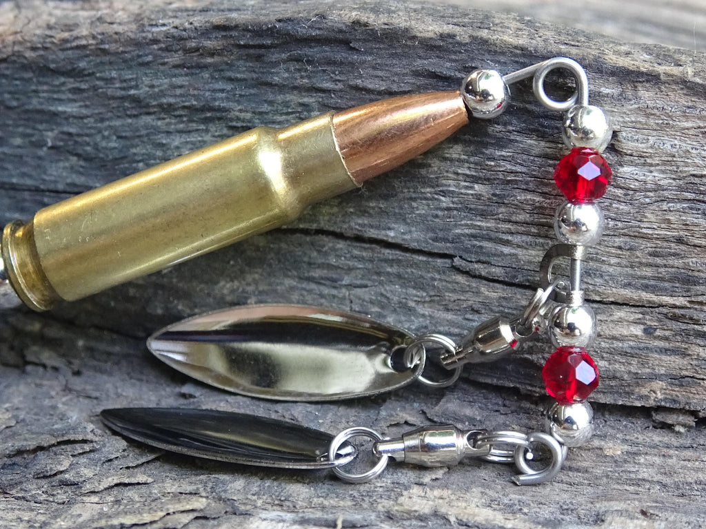 5.7 x 28 bullet bass fishing lure black red __etsy:8121202189
