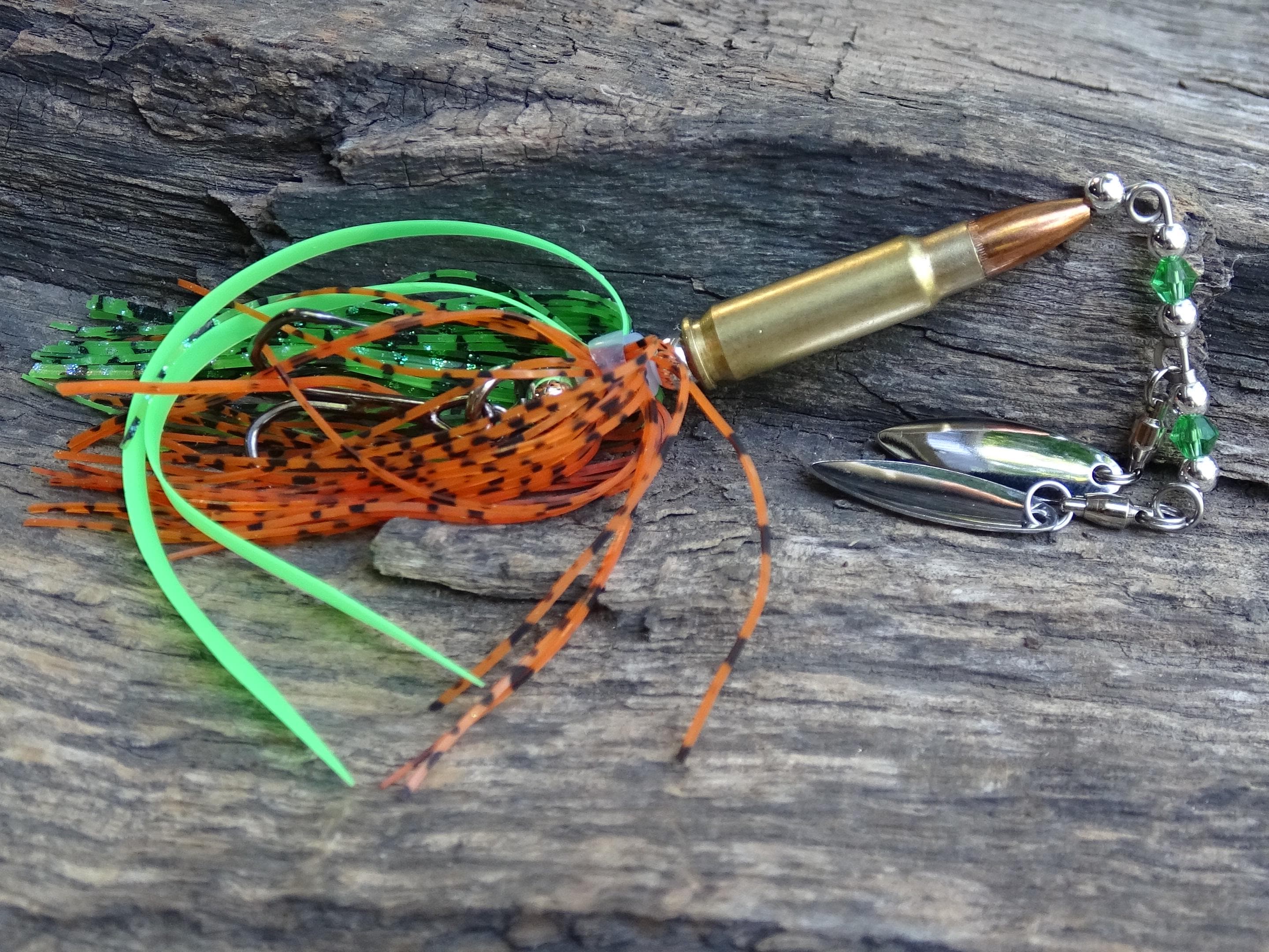 5.7 x 28 bullet bass fishing lure nerf green orange __etsy:8121186833