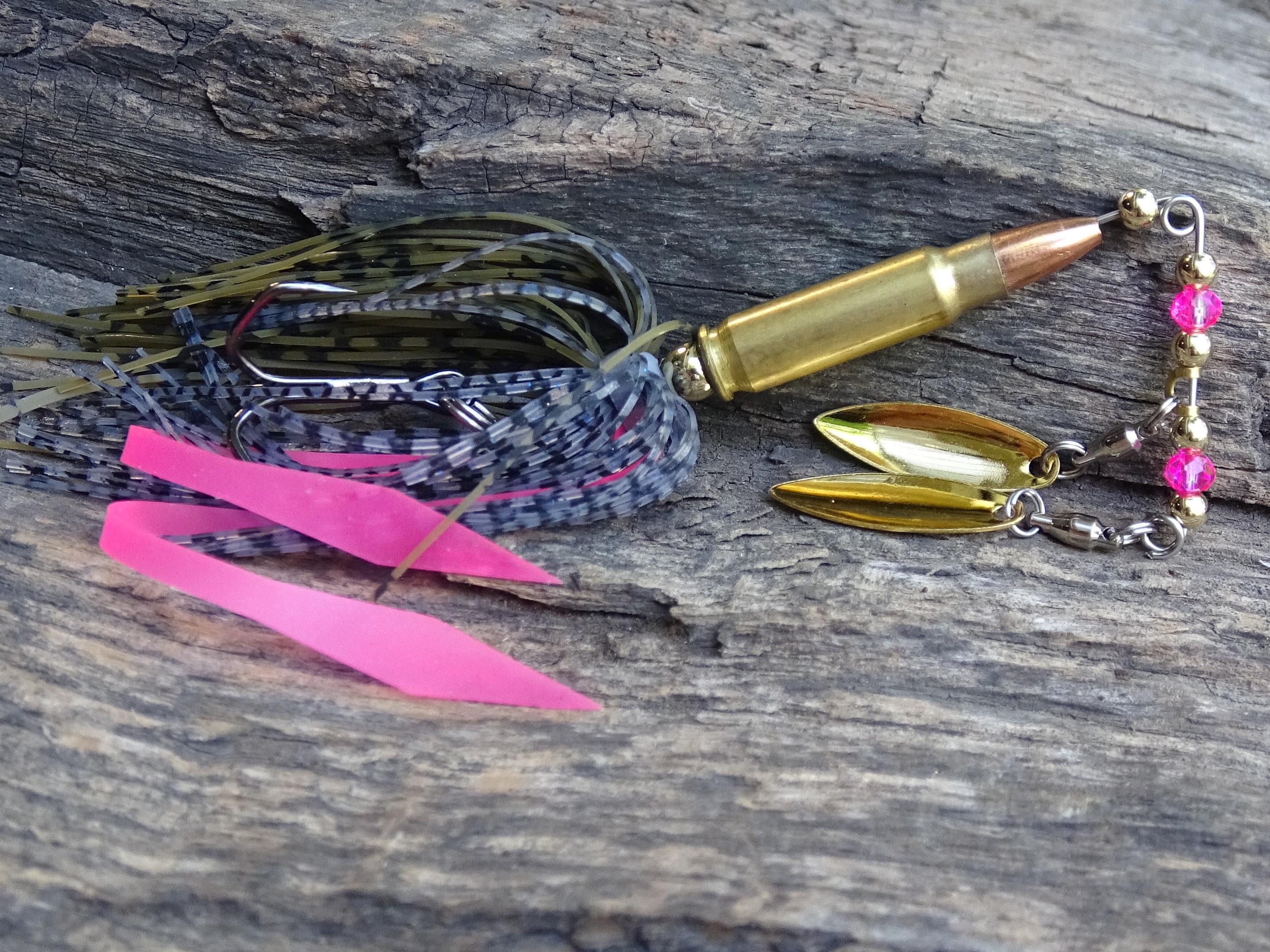 5.7 x 28 bullet bass fishing lure pink brown __etsy:8073280744