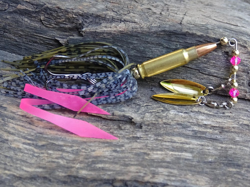 5.7 x 28 bullet bass fishing lure pink brown __etsy:8073280744