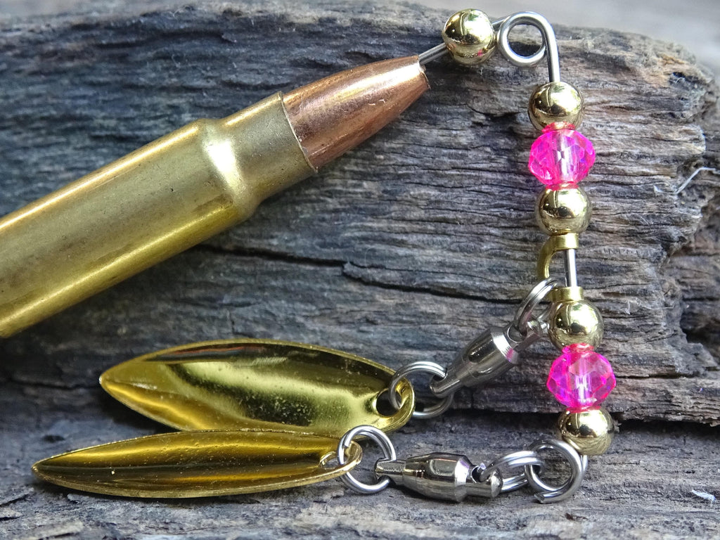 5.7 x 28 bullet bass fishing lure pink brown __etsy:8121198959