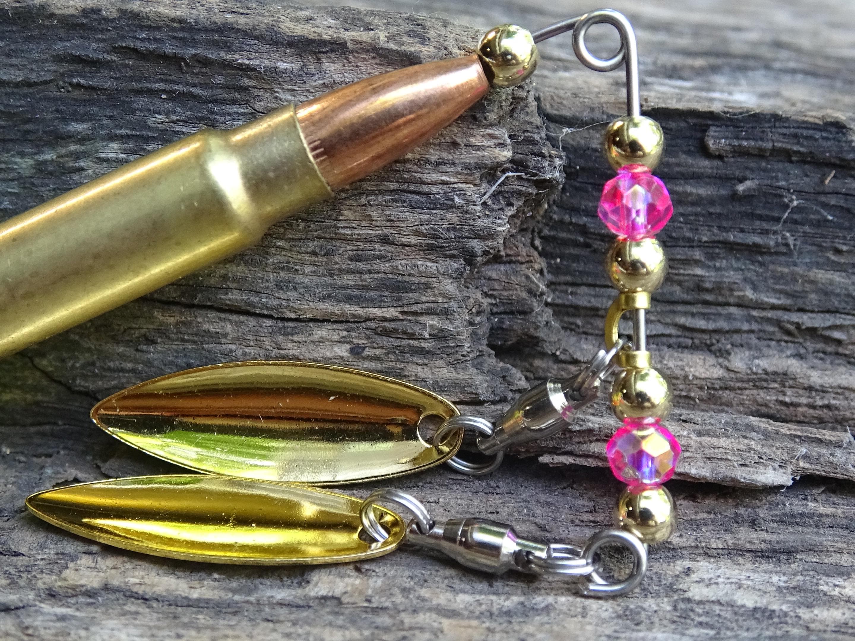 5.7 x 28 bullet bass fishing lure pink chartreuse __etsy:8073276404