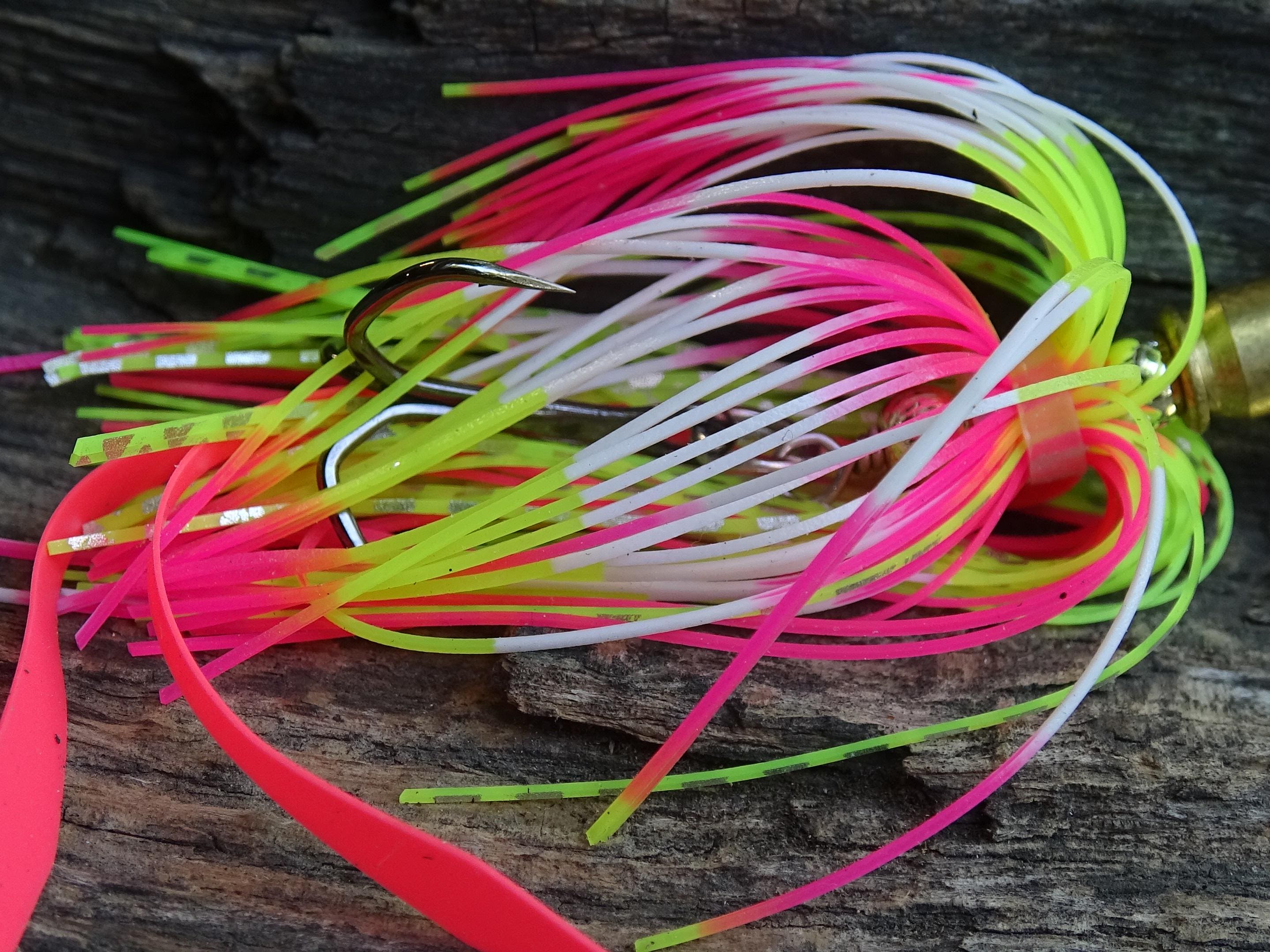 5.7 x 28 bullet bass fishing lure pink chartreuse __etsy:8121194499