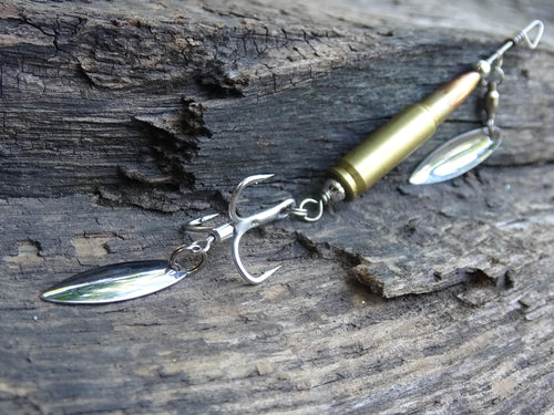 5.7 x 28 bullet bass fishing lure silver classic __etsy:8073311080